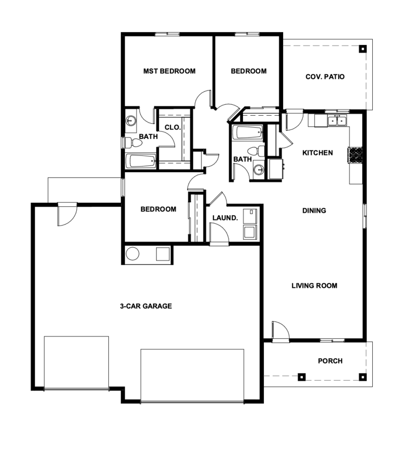 floor plan for 3 bedroom home