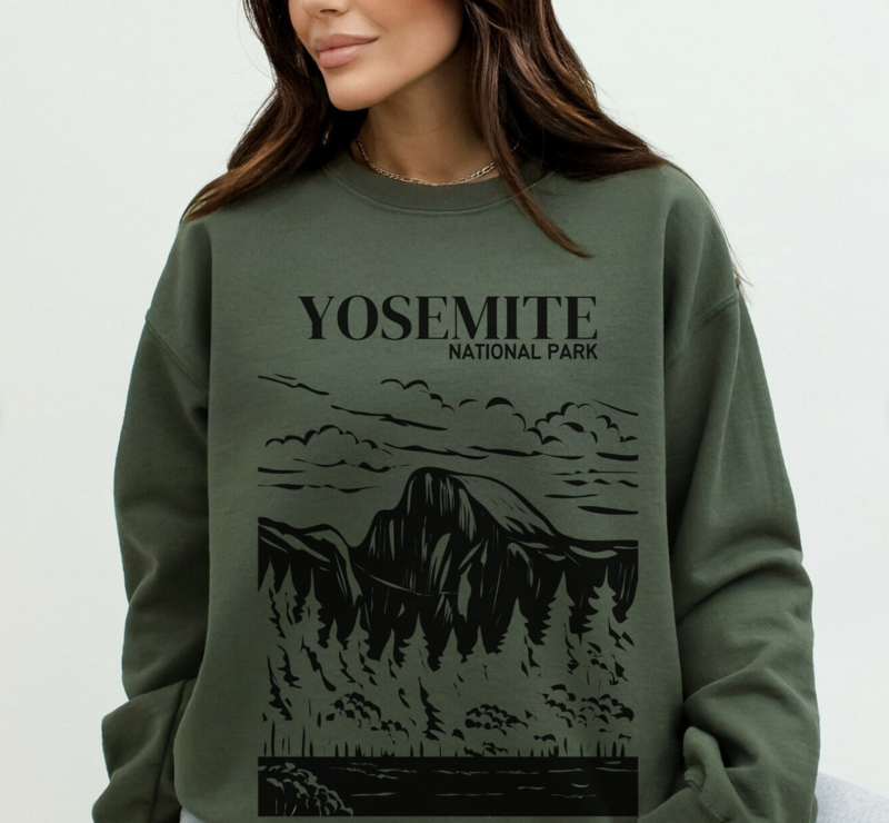 Yosemite National Park Sweatshirt - Military Green