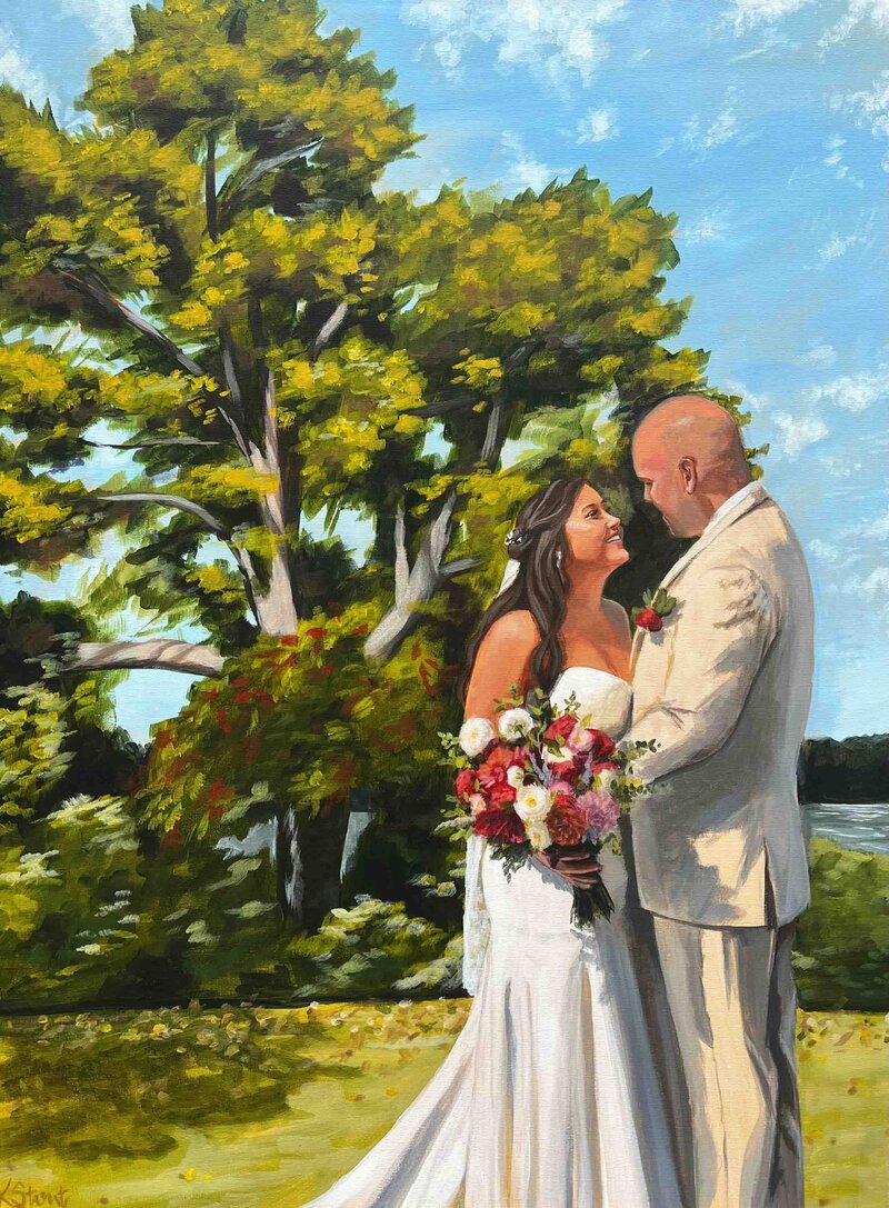Live wedding painting of Minnesota wedding