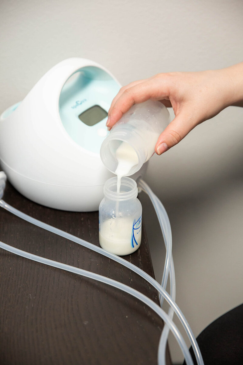 Breast pump with milk