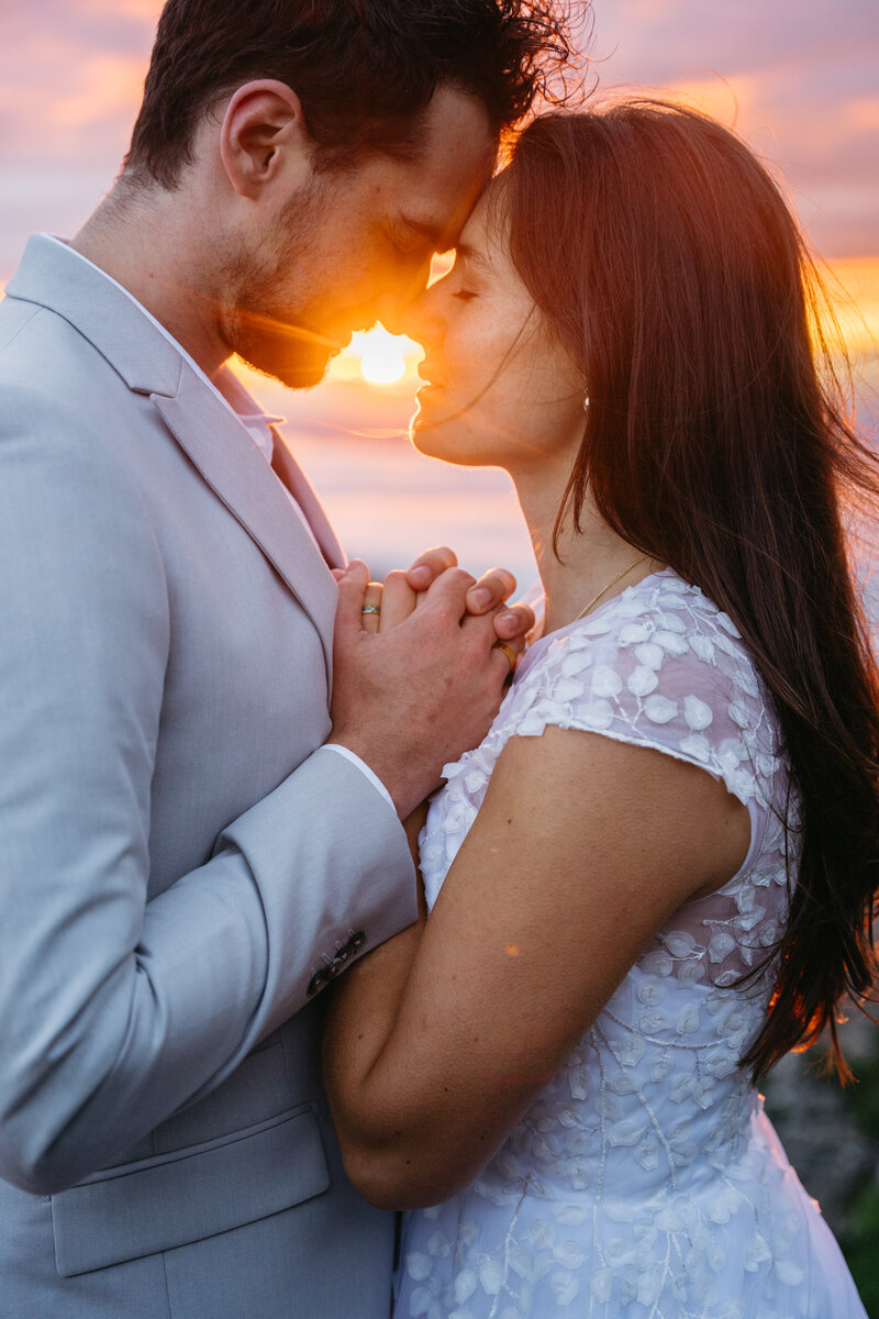 Elopement in the Swiss Alps at sunset