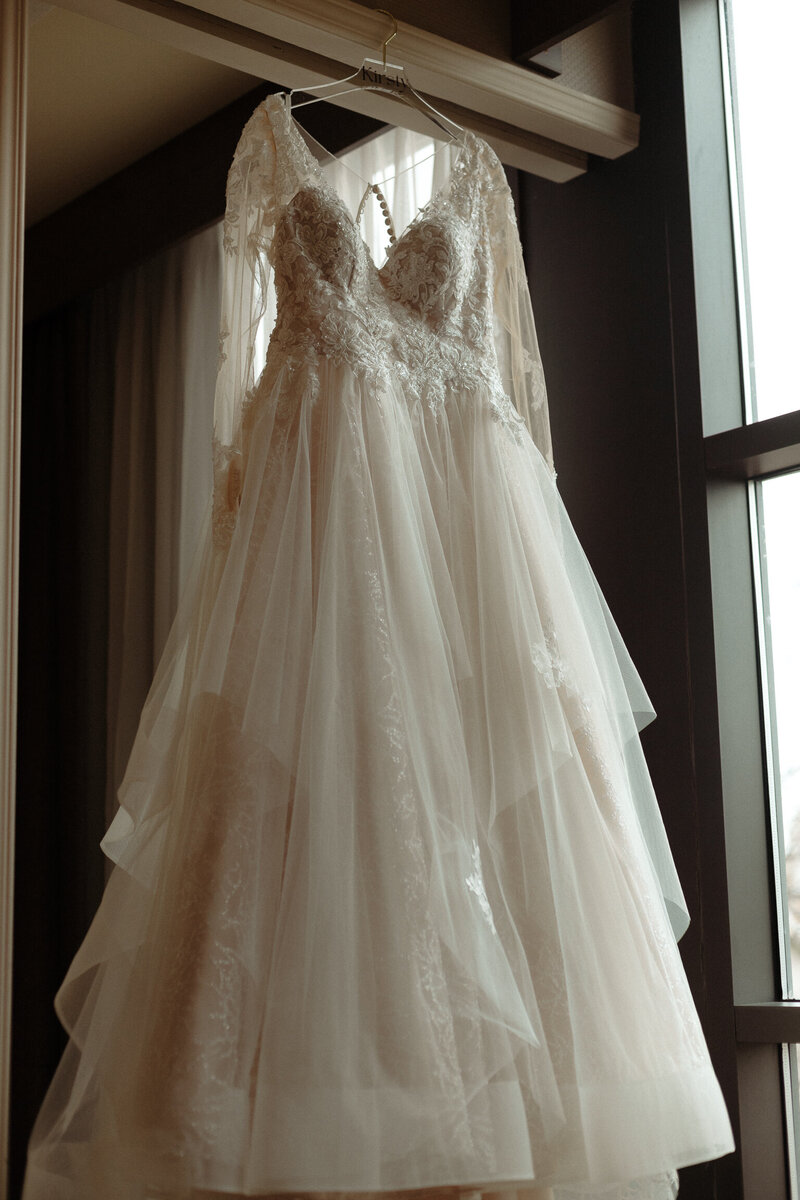 Bridal detail of dress in Perth Ontario wedding