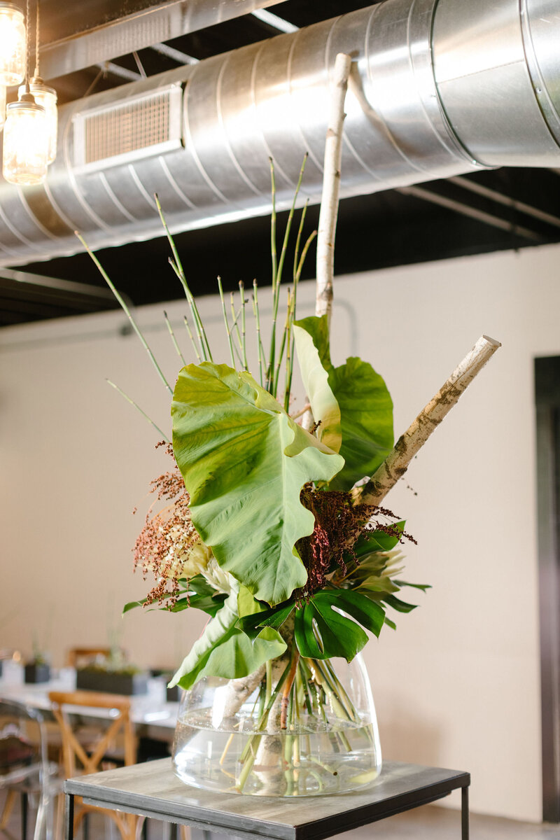 WEDDING WEEKEND WELCOME BRUNCH _ DESIGN AESTHETIC - natural lush to bring natural warmth to a raw industrial space