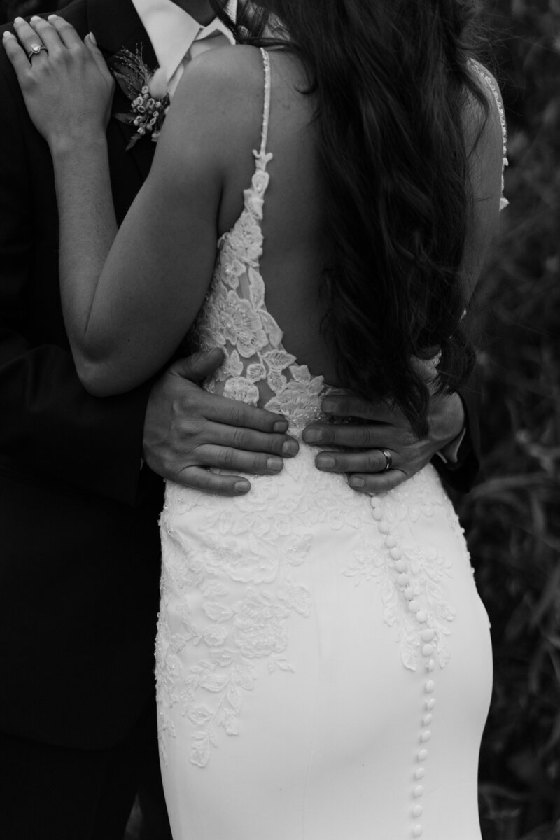 Wedding couple stolen glances