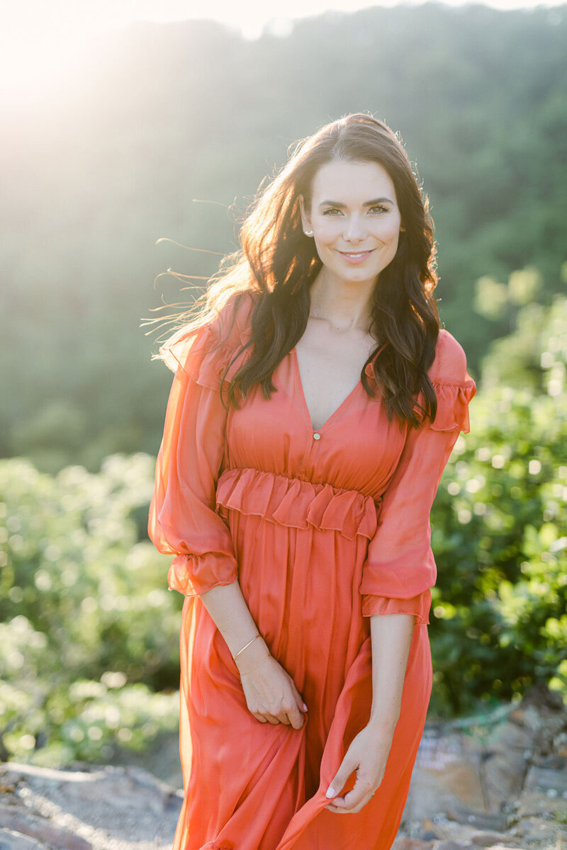 a bride to be during sunset