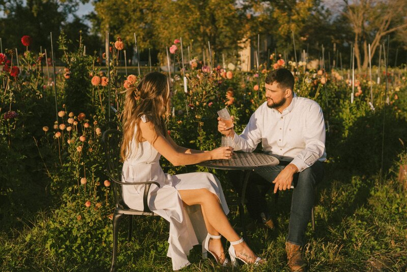 romantic garden engagement photoshoot