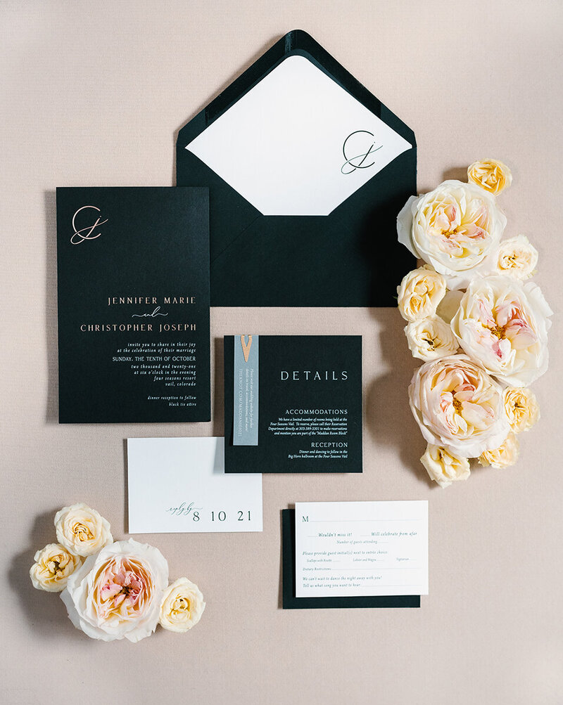Modern Black Four Seasons  Wedding Invitations