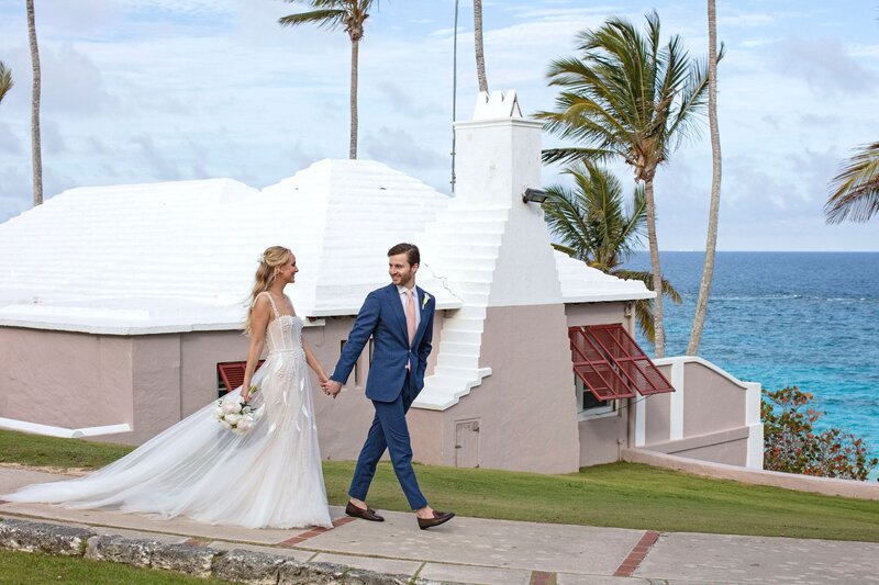 Bermuda Wedding Bermuda Bride Groom and Bride Walking Photoshoot