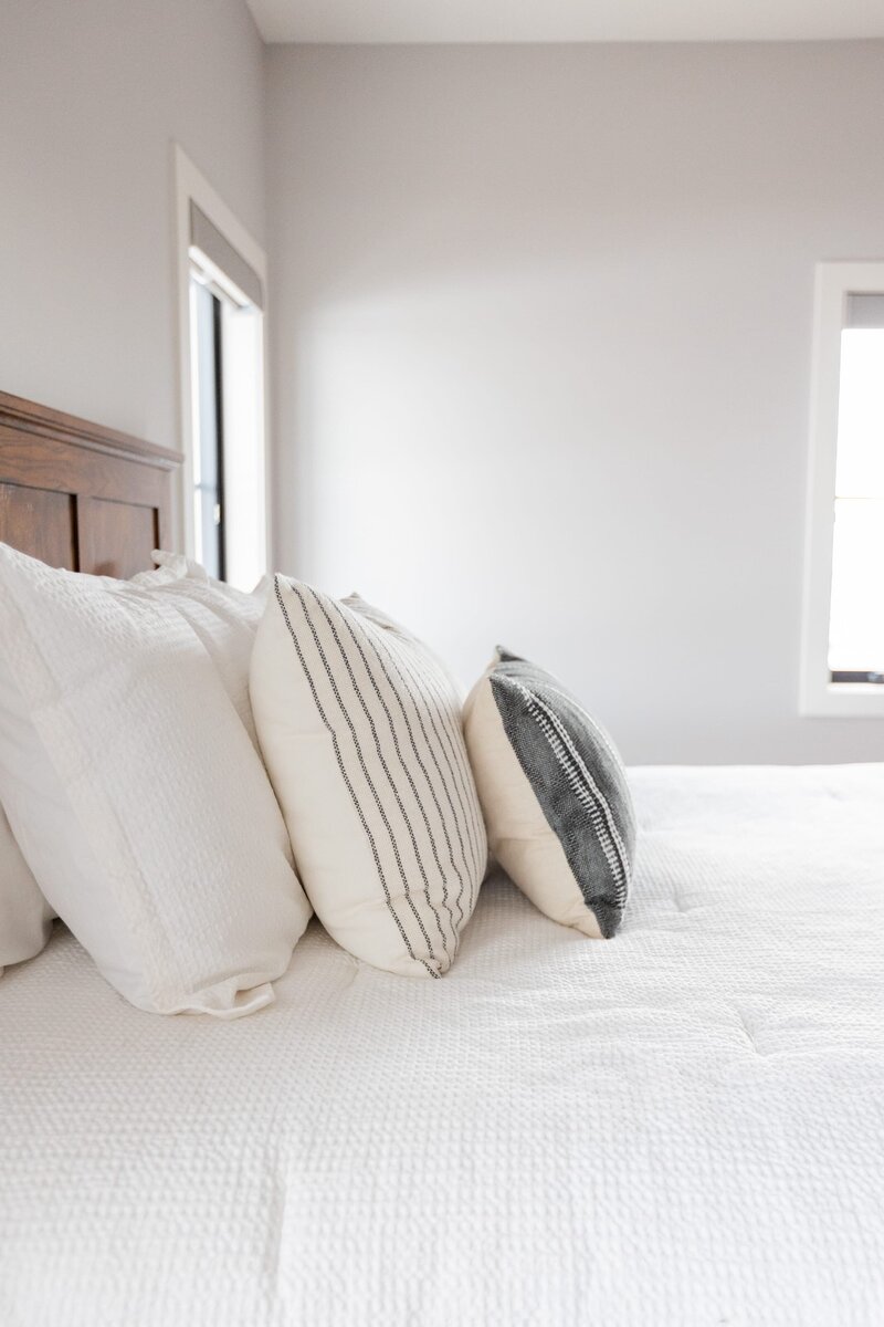 michele rosenboom design modern farmhouse bedroom bed with white bedding