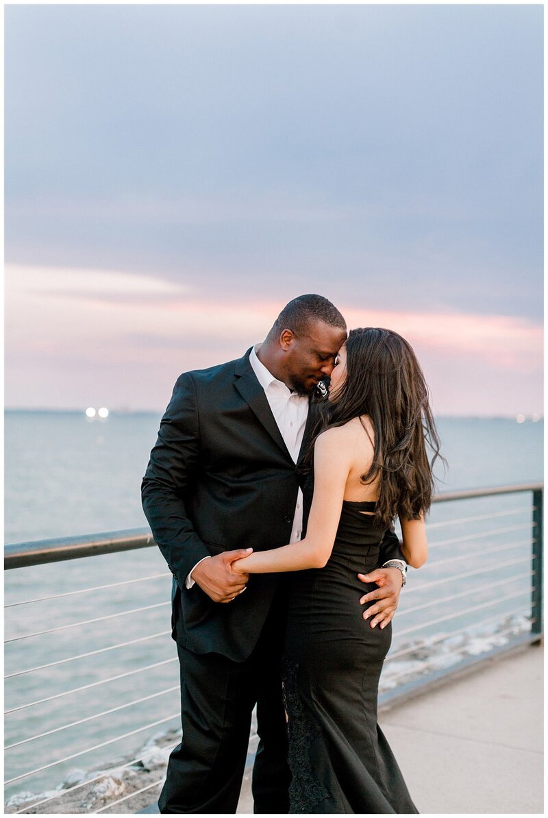 bride and groom after their water front elopement in Michigan