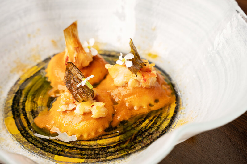 Tortelli stuffed with Le Fleurmier de Charlevoix cheese and lobster sugo at Revé