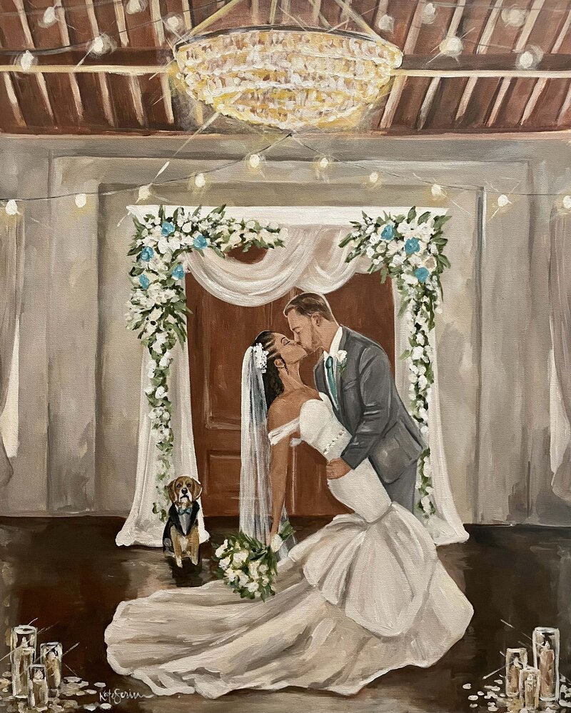 painting of bride and groom