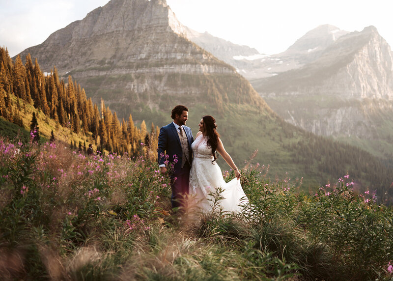 bride and groom wedding photos montana landscape