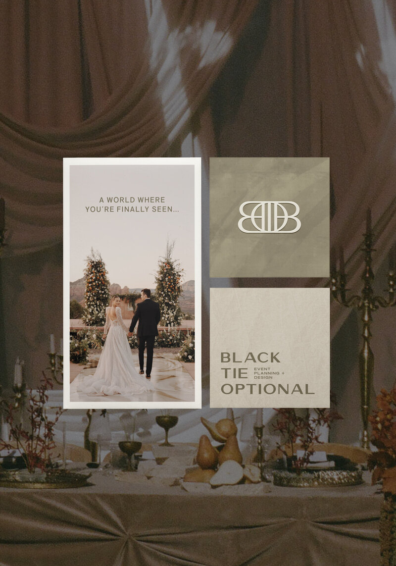 Luxury brand design for Arizona, US event planner with logo stationery mockup