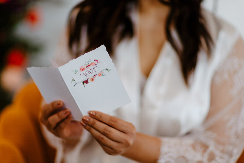 brides vow book for elopement in Laguna Beach