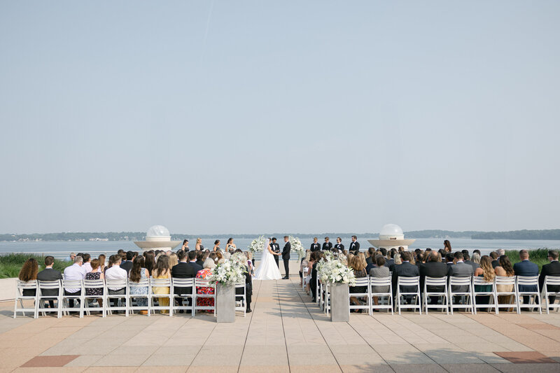 Rooftop ceremony at the Monona Terrace in Madison, Wisconsin.