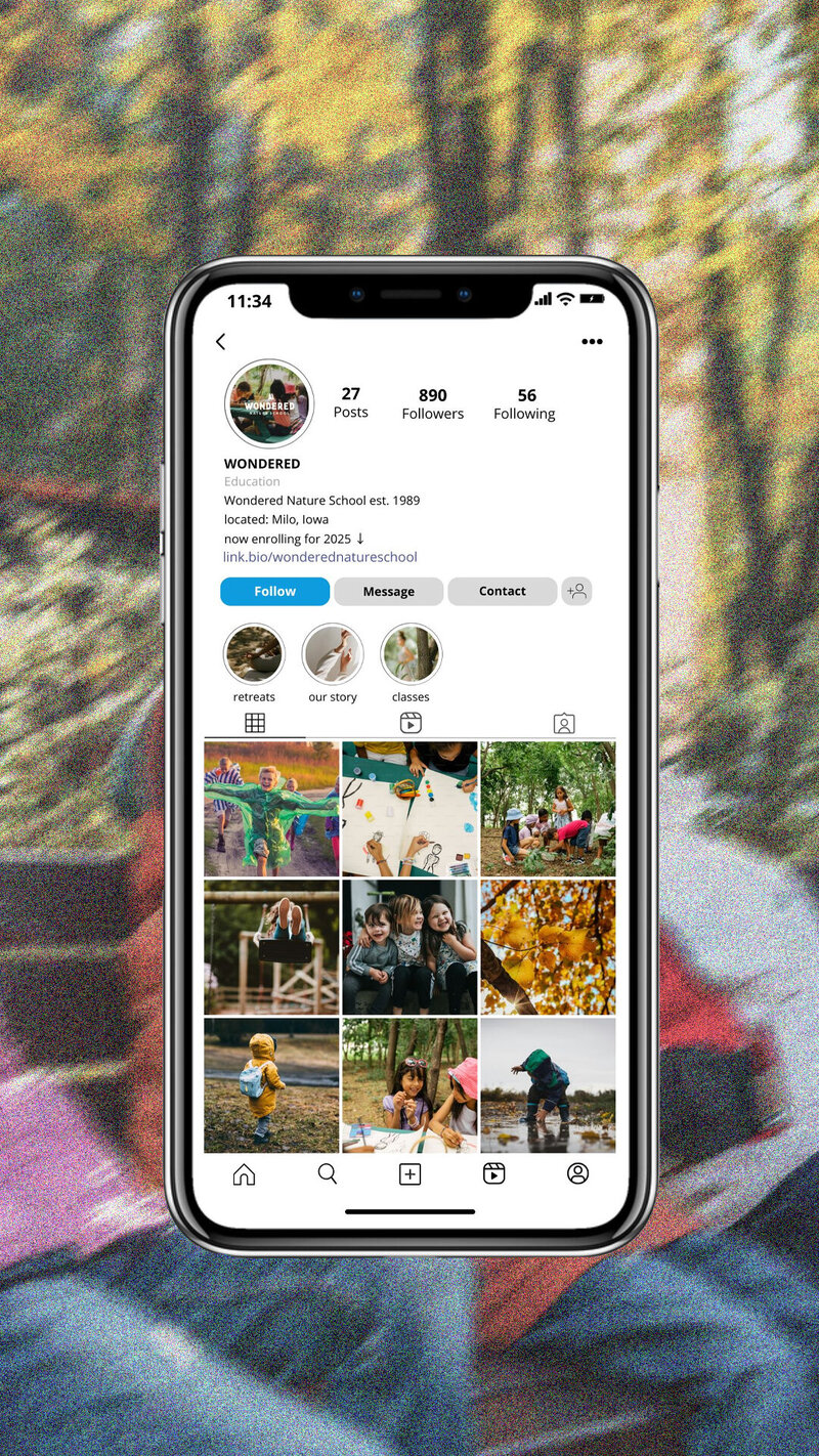 Screenshot of Wondered's Instagram page, featuring their creative content and engaging visuals that reflect their artistic brand identity and connect with their audience.