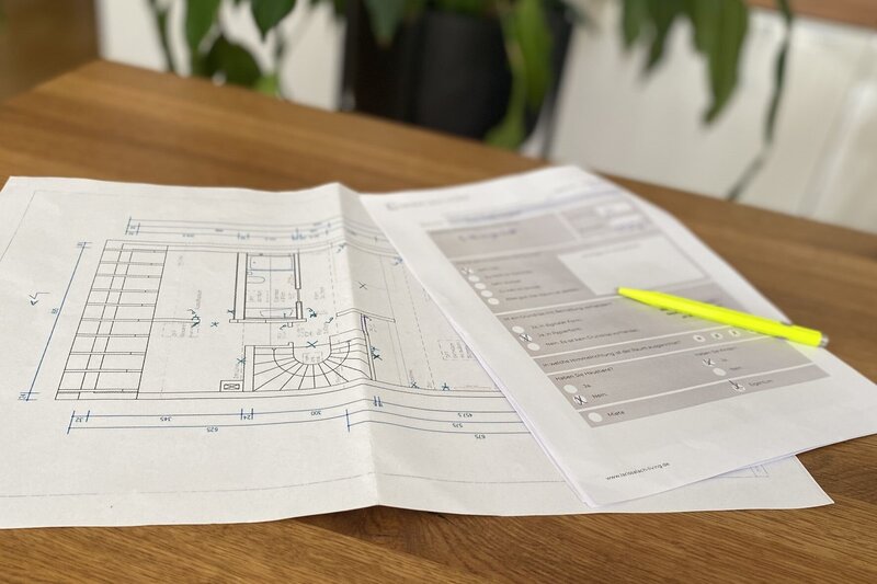 Grundriss und Fragebogen für ein Interior Design Konzept