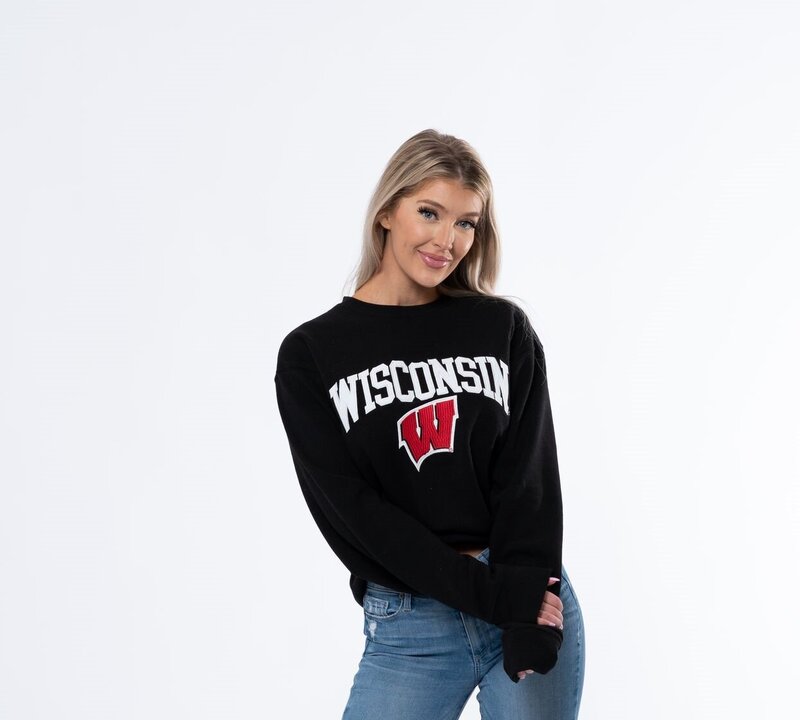 black relaxed pullover fit with state across the chest