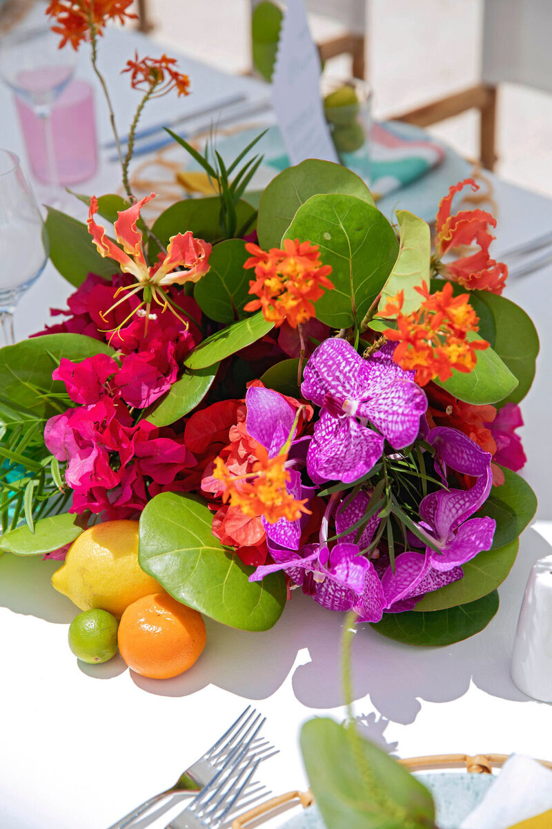 Fruit flower arrangement centerpiece