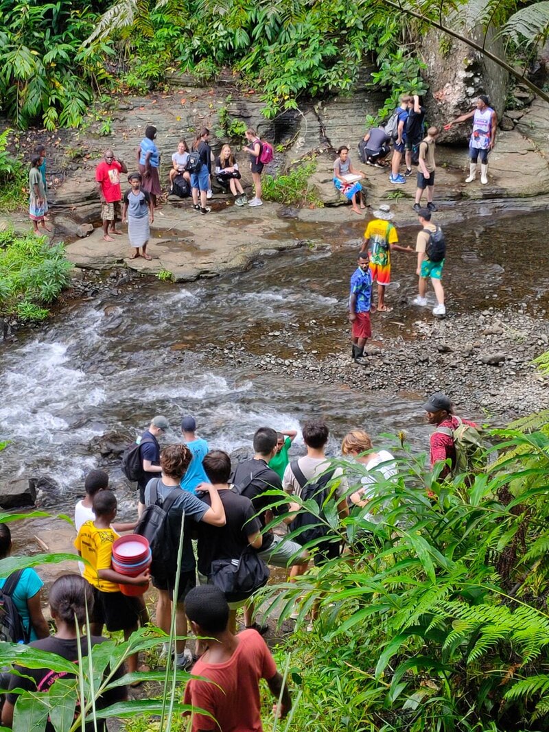 Nabalesere village visit with walk to waterfall and water quality