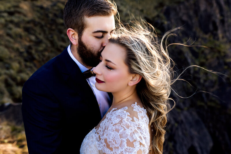 close up of wedding couple in the Oregon Coast Elopement and Wedding Photographer