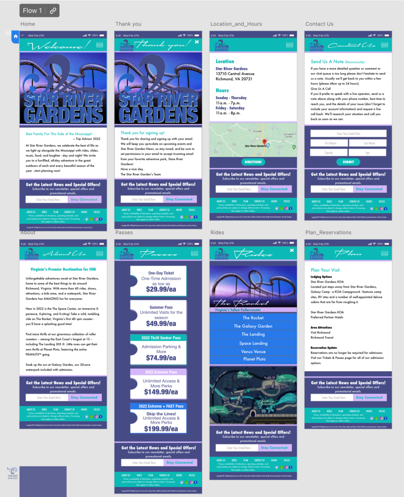 Website of art portfolio in XD wireframes