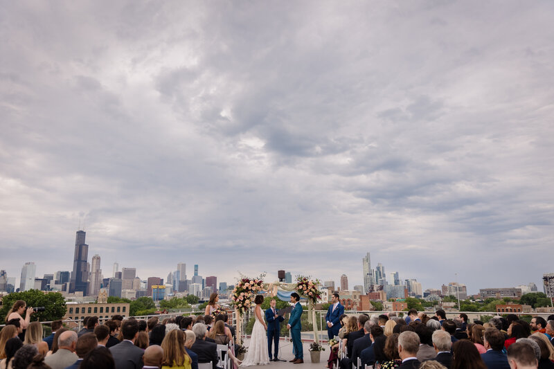 A couple gets married on the rooftop at Lacuna Loft