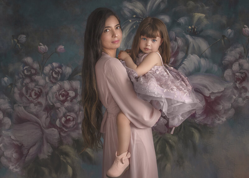 "A sweet and tender Mommy and Me portrait session, capturing the joyful moments between mother and child in a warm and inviting Ottawa studio."