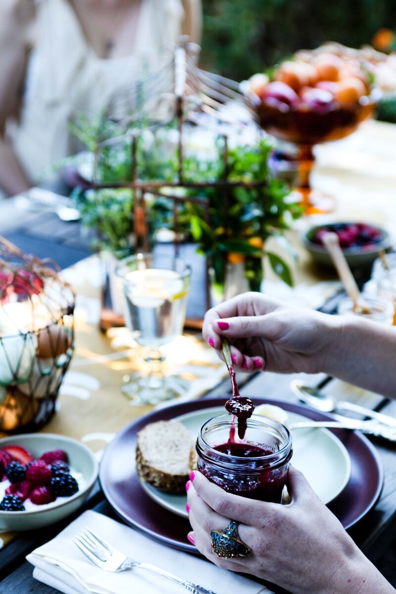 Photograph of an outdoor lunch in California showcasing table decor from a local product seller