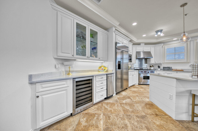 kitchen with wine cooler