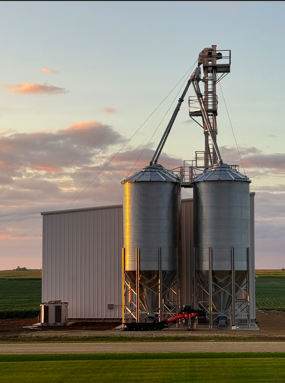 Roadside view of 1331 Flaking Co. facility in Clarence, Iowa