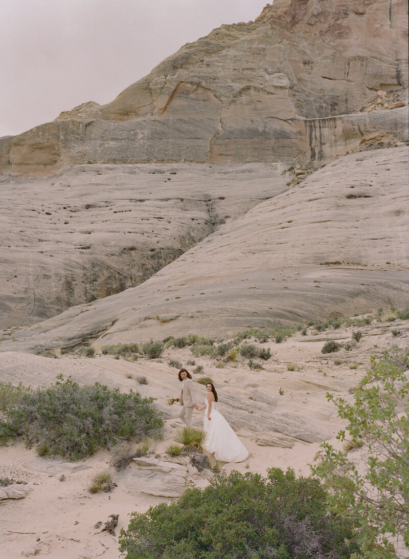 Bride and groom eloping at  Amangiri in Utah