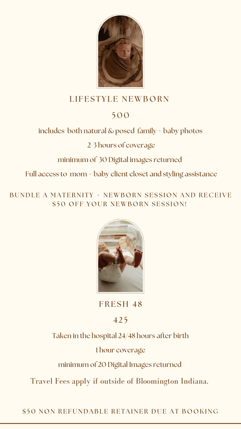 Bloomington Indiana Newborn Photographer Pricing