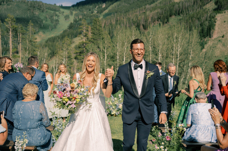 Bride and groom after ceremony at Beaver Creek Wedding