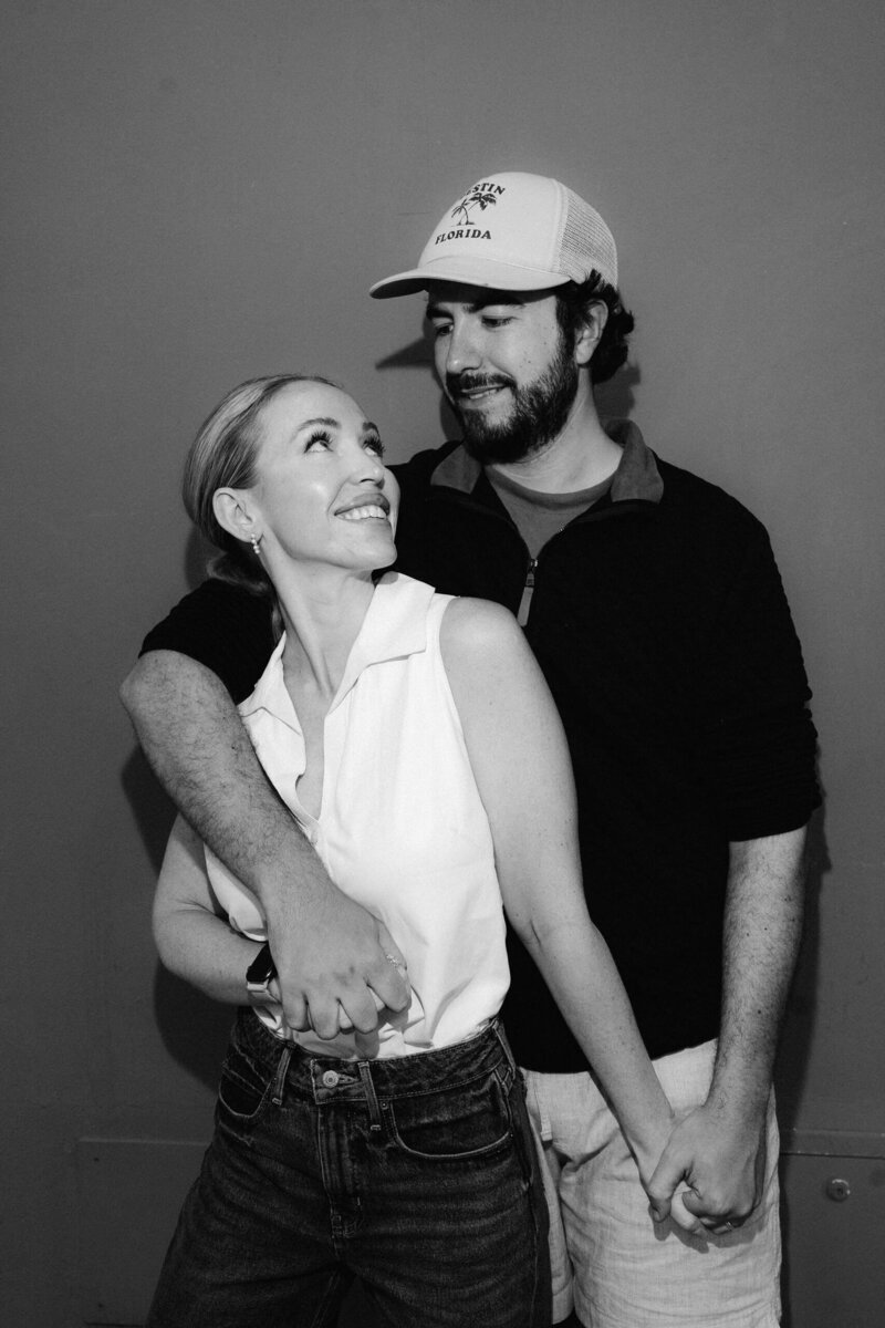 Black and white photo of Jayce & Brian the owners of Jayce Keil Photography & Film