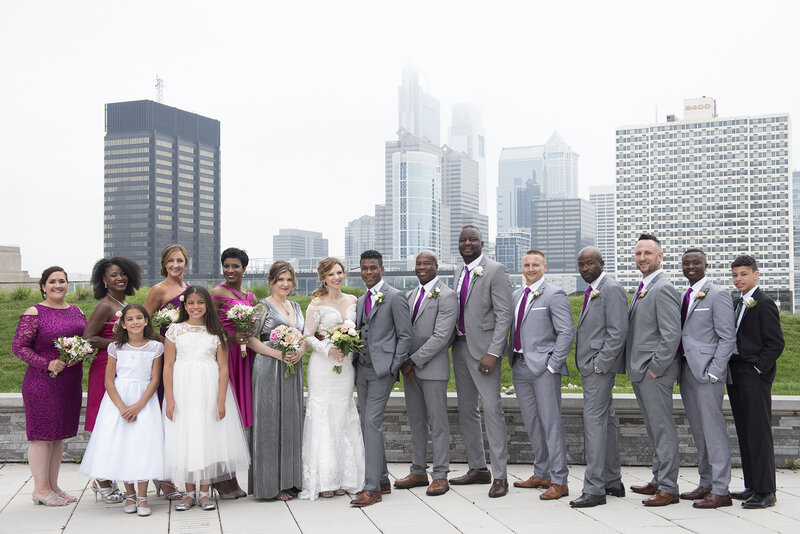 Wedding Party at Cira Green Philadelphia Skyline