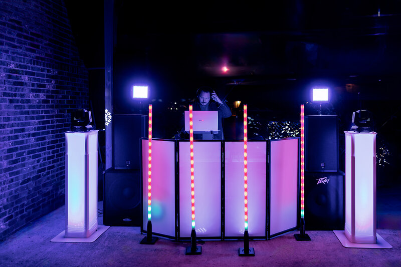 Vow and Vibe Wedding, Club, Event, and Party DJ Audio and Lighting Equipment Setup at a private party in Millbrook Alabama. 