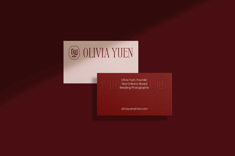 Front and back of a business card that says Olivia Yuen