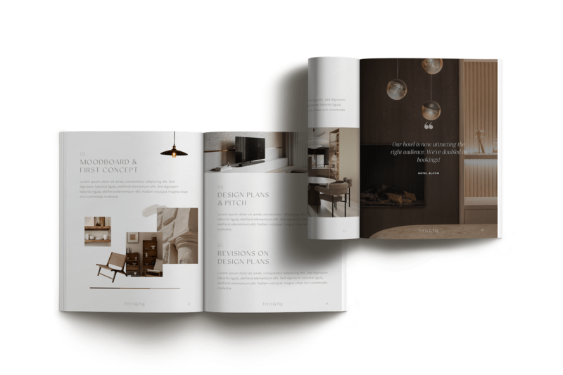 Earthy Canva pricing guide template interior design