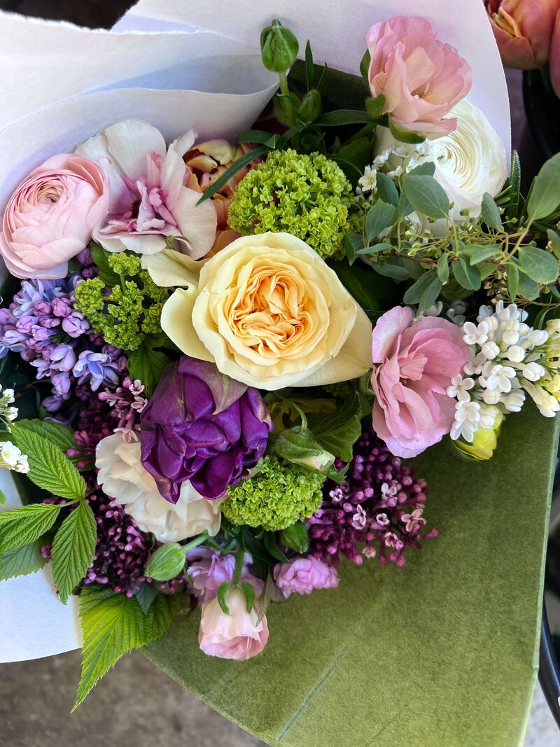 Close up of a Mother's Day Bouquet offering by Wild Child Flower Co. in Eugene