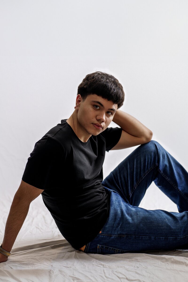 Puyallup Senior Photographer Senior Male Modern Studio Vogue vertical Lana Stewart Studios