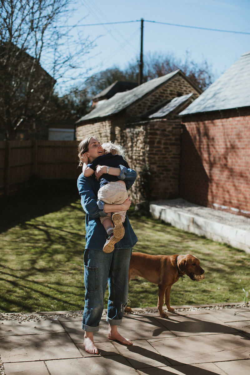 Business coach and mother takes time out for work-life-balance with her son in Oxfordshire