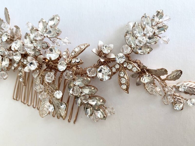 Rose gold crystal hair comb4