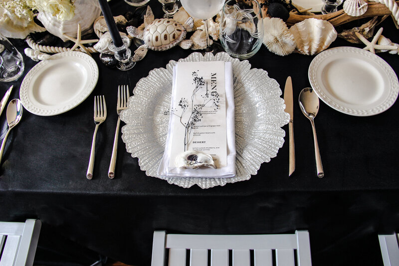 coastal engagement table setting Pearl Ivy Events