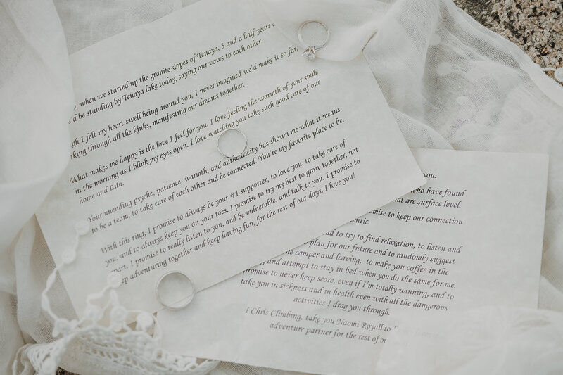 typed vows on a rock in Yosemite National Park