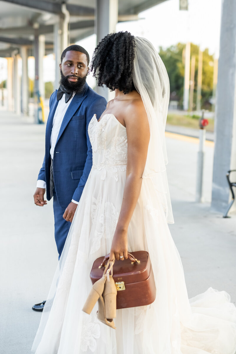 Stylish Raleigh wedding couple, coordinated by a full-service wedding planner near me.