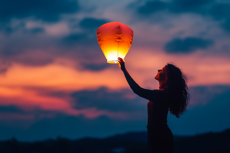Woman sending out a wish to find her true love