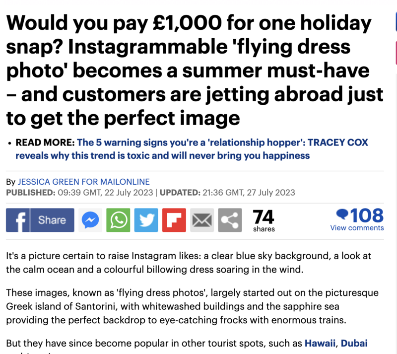 Article de presse (Mail Online) a propos de la flying dress