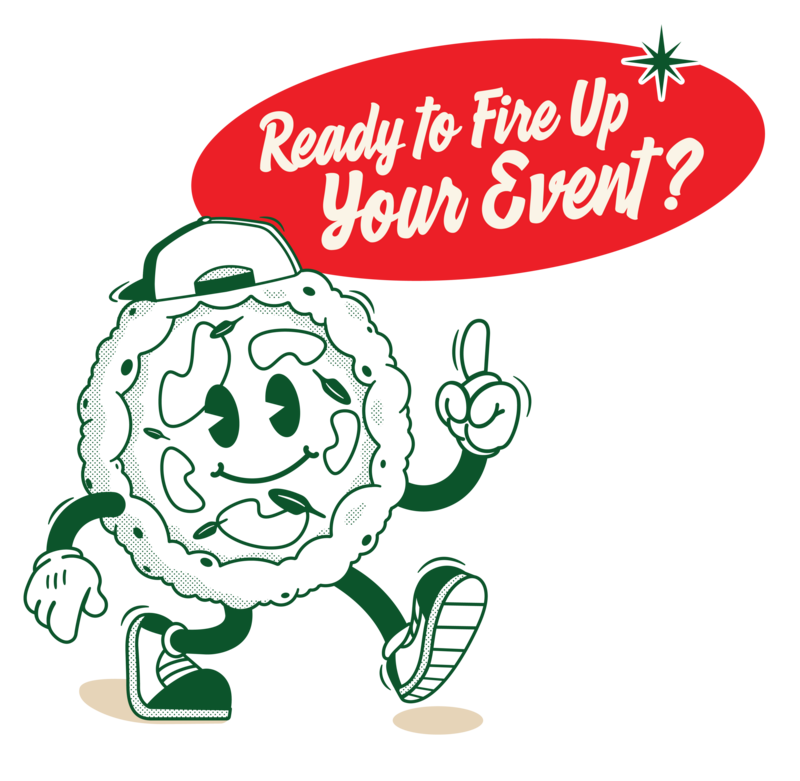 Neapolitan Pizza Rubberhose Character wearing a baseball cap. 